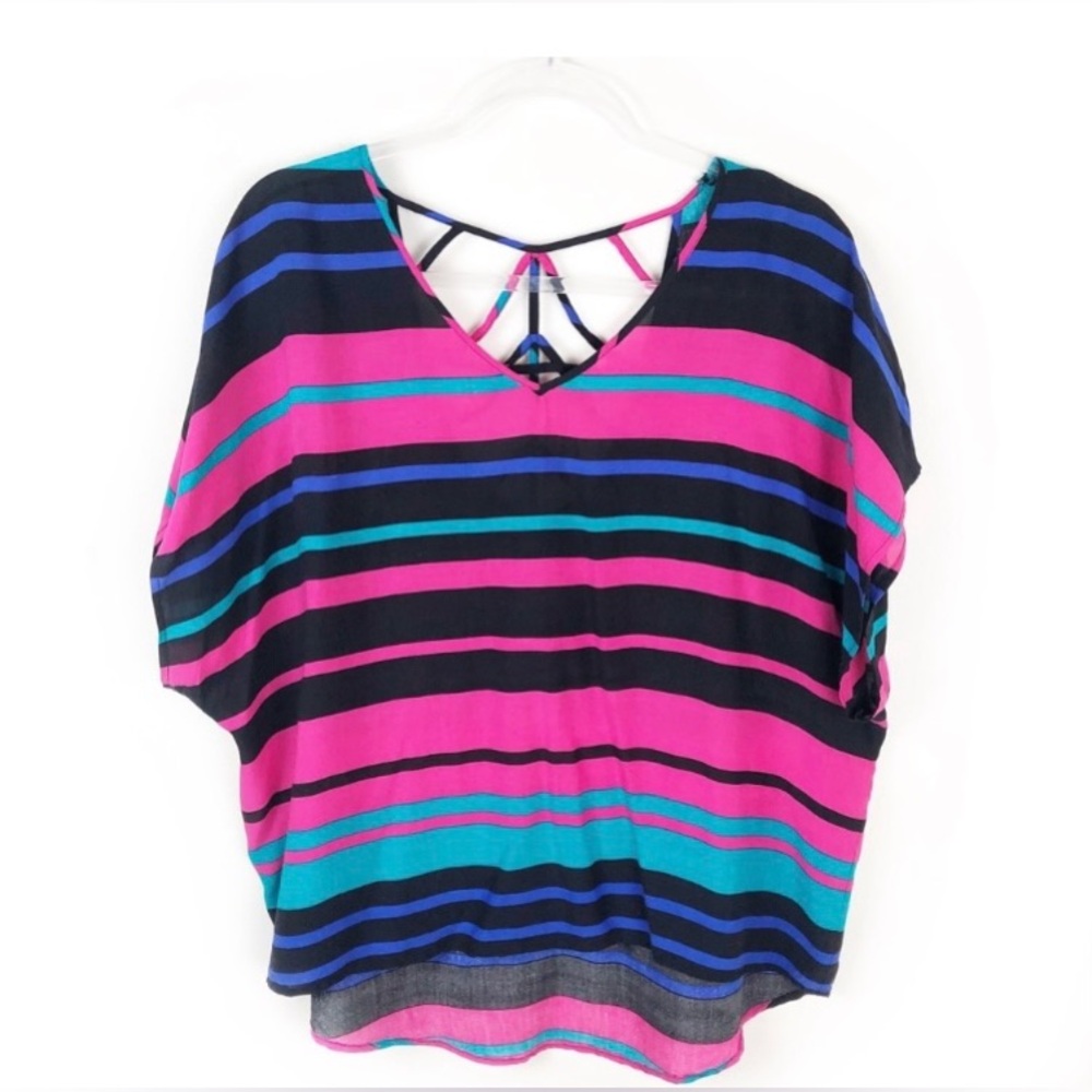 Torrid Striped Caged Back Top